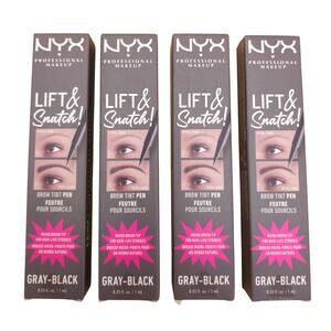 (4) NYX Lift and Snatch Brow Tint Pen Gray-Black Micro Brush Tip - Set of 4